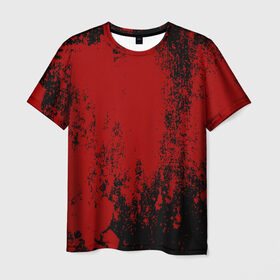Мужская футболка 3D с принтом Red blood в Петрозаводске, 100% полиэфир | прямой крой, круглый вырез горловины, длина до линии бедер | halloween | брызги красок | брызги крови | картина кровью | красные пятна | кровавая абстракция | кровавые пятна | кровь | пятна краски