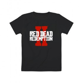 Детская футболка хлопок с принтом RDR2 в Петрозаводске, 100% хлопок | круглый вырез горловины, полуприлегающий силуэт, длина до линии бедер | gamer | gun | logo | play | player | rdr2 | red dead redemption 2 | rockstar | western | вестерн | ковбои | компьютерные игры 2019 | криминал | лого | рокстар