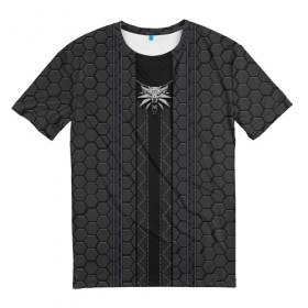 Мужская футболка 3D с принтом ВЕДЬМАК 2077 (НА СПИНЕ) в Петрозаводске, 100% полиэфир | прямой крой, круглый вырез горловины, длина до линии бедер | 