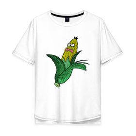 Мужская футболка хлопок Oversize с принтом Живая кукуруза в Петрозаводске, 100% хлопок | свободный крой, круглый ворот, “спинка” длиннее передней части | живая кукуруза | кукуруза | монстр | початок
