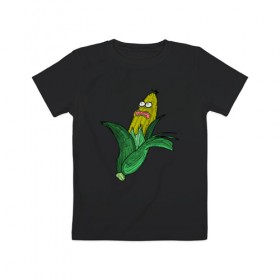 Детская футболка хлопок с принтом Живая кукуруза в Петрозаводске, 100% хлопок | круглый вырез горловины, полуприлегающий силуэт, длина до линии бедер | живая кукуруза | кукуруза | монстр | початок