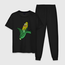 Мужская пижама хлопок с принтом Живая кукуруза в Петрозаводске, 100% хлопок | брюки и футболка прямого кроя, без карманов, на брюках мягкая резинка на поясе и по низу штанин
 | живая кукуруза | кукуруза | монстр | початок