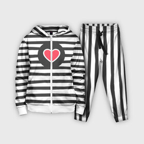 Детский костюм 3D с принтом Сердце в полоску в Петрозаводске,  |  | black | lines | mochino | белый | москино | полоски | полосы | сердечко | сердце | черный