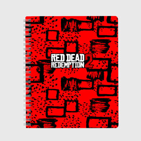 Тетрадь с принтом red dead redemption 2 в Петрозаводске, 100% бумага | 48 листов, плотность листов — 60 г/м2, плотность картонной обложки — 250 г/м2. Листы скреплены сбоку удобной пружинной спиралью. Уголки страниц и обложки скругленные. Цвет линий — светло-серый
 | game | red dead | red dead redemption 2 | redemption 2 | rockstar games | бандиты | дикий запад | игры | ковбои | оружие