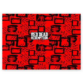 Поздравительная открытка с принтом red dead redemption 2 в Петрозаводске, 100% бумага | плотность бумаги 280 г/м2, матовая, на обратной стороне линовка и место для марки
 | Тематика изображения на принте: game | red dead | red dead redemption 2 | redemption 2 | rockstar games | бандиты | дикий запад | игры | ковбои | оружие