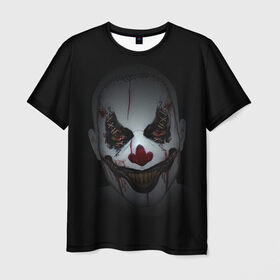 Мужская футболка 3D с принтом Клоун убийца в Петрозаводске, 100% полиэфир | прямой крой, круглый вырез горловины, длина до линии бедер | глаза | кино | клоун | мрак | ужас | ужасы