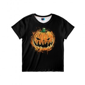 Детская футболка 3D с принтом Pumpkin Jack в Петрозаводске, 100% гипоаллергенный полиэфир | прямой крой, круглый вырез горловины, длина до линии бедер, чуть спущенное плечо, ткань немного тянется | 
