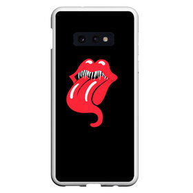 Чехол для Samsung S10E с принтом Monsters Kiss в Петрозаводске, Силикон | Область печати: задняя сторона чехла, без боковых панелей | halloween | jagger | lips | mick | monster | rock | rolling | stones | tongue | tooth | вольные | губы | джаггер | зубы | камни | катящиеся | мик | монстер | рок | странники | хеллоуин | хэллоуин | язык