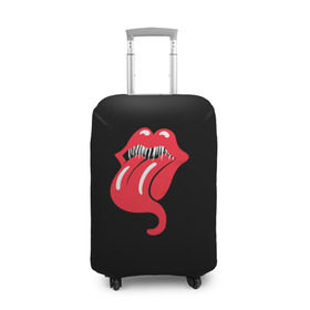 Чехол для чемодана 3D с принтом Monsters Kiss в Петрозаводске, 86% полиэфир, 14% спандекс | двустороннее нанесение принта, прорези для ручек и колес | halloween | jagger | lips | mick | monster | rock | rolling | stones | tongue | tooth | вольные | губы | джаггер | зубы | камни | катящиеся | мик | монстер | рок | странники | хеллоуин | хэллоуин | язык