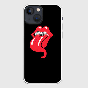 Чехол для iPhone 13 mini с принтом Monsters Kiss в Петрозаводске,  |  | Тематика изображения на принте: halloween | jagger | lips | mick | monster | rock | rolling | stones | tongue | tooth | вольные | губы | джаггер | зубы | камни | катящиеся | мик | монстер | рок | странники | хеллоуин | хэллоуин | язык
