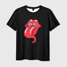 Мужская футболка 3D с принтом Monsters Kiss в Петрозаводске, 100% полиэфир | прямой крой, круглый вырез горловины, длина до линии бедер | halloween | jagger | lips | mick | monster | rock | rolling | stones | tongue | tooth | вольные | губы | джаггер | зубы | камни | катящиеся | мик | монстер | рок | странники | хеллоуин | хэллоуин | язык