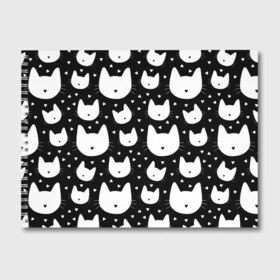 Альбом для рисования с принтом Love Cats Pattern в Петрозаводске, 100% бумага
 | матовая бумага, плотность 200 мг. | белый | кот | котенок | котэ | котя | котята | кошка | любовь | мимими | паттерн | сердечки | сердце | силуэт | черный | я люблю кошек