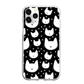 Чехол для iPhone 11 Pro матовый с принтом Love Cats Pattern в Петрозаводске, Силикон |  | белый | кот | котенок | котэ | котя | котята | кошка | любовь | мимими | паттерн | сердечки | сердце | силуэт | черный | я люблю кошек
