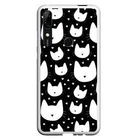 Чехол для Honor P Smart Z с принтом Love Cats Pattern в Петрозаводске, Силикон | Область печати: задняя сторона чехла, без боковых панелей | Тематика изображения на принте: белый | кот | котенок | котэ | котя | котята | кошка | любовь | мимими | паттерн | сердечки | сердце | силуэт | черный | я люблю кошек