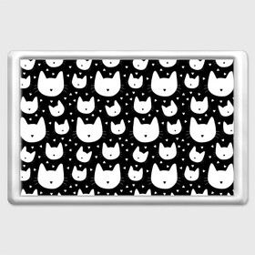 Магнит 45*70 с принтом Love Cats Pattern в Петрозаводске, Пластик | Размер: 78*52 мм; Размер печати: 70*45 | белый | кот | котенок | котэ | котя | котята | кошка | любовь | мимими | паттерн | сердечки | сердце | силуэт | черный | я люблю кошек