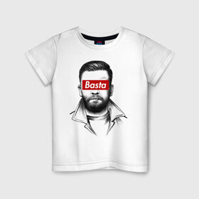 Детская футболка хлопок с принтом Basta в Петрозаводске, 100% хлопок | круглый вырез горловины, полуприлегающий силуэт, длина до линии бедер | gazgolder | баста | газголдер | сансара