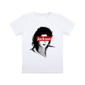 Детская футболка хлопок с принтом Michael Jackson в Петрозаводске, 100% хлопок | круглый вырез горловины, полуприлегающий силуэт, длина до линии бедер | jackson | michael | джексон | майкл