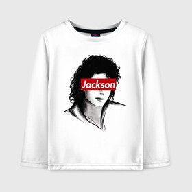 Детский лонгслив хлопок с принтом Michael Jackson в Петрозаводске, 100% хлопок | круглый вырез горловины, полуприлегающий силуэт, длина до линии бедер | jackson | michael | джексон | майкл