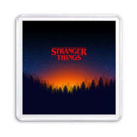 Магнит 55*55 с принтом STRANGER THINGS в Петрозаводске, Пластик | Размер: 65*65 мм; Размер печати: 55*55 мм | 011 | eleven | friends don t lie | netflix | stranger things | демогоргон | нетфликс | одиннадцатая | очень странные дела | сериалы