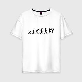 Женская футболка хлопок Oversize с принтом Evolution в Петрозаводске, 100% хлопок | свободный крой, круглый ворот, спущенный рукав, длина до линии бедер
 | evolution | mma | sport | ufc | бокс | борьба | спорт
