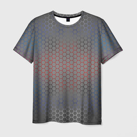 Мужская футболка 3D с принтом Кевлар Color Big в Петрозаводске, 100% полиэфир | прямой крой, круглый вырез горловины, длина до линии бедер | абстракция | градиент | камуфляж | карбон | кевлар | россия | соты | триколор