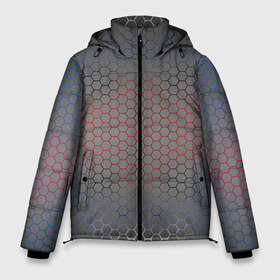 Мужская зимняя куртка 3D с принтом Кевлар Color Big в Петрозаводске, верх — 100% полиэстер; подкладка — 100% полиэстер; утеплитель — 100% полиэстер | длина ниже бедра, свободный силуэт Оверсайз. Есть воротник-стойка, отстегивающийся капюшон и ветрозащитная планка. 

Боковые карманы с листочкой на кнопках и внутренний карман на молнии. | абстракция | градиент | камуфляж | карбон | кевлар | россия | соты | триколор