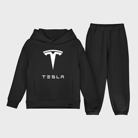 Детский костюм хлопок Oversize с принтом TESLA в Петрозаводске,  |  | brand | car | elon mask | tesla | авто | бренд | илон | илон маск | маск | машина | тесла | электрокар