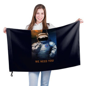 Флаг 3D с принтом NASA в Петрозаводске, 100% полиэстер | плотность ткани — 95 г/м2, размер — 67 х 109 см. Принт наносится с одной стороны | nasa | астрономия | галактика | звезды | космонавт. планеты | космос | наука | небо