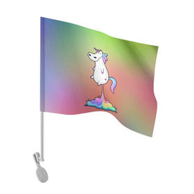 Флаг для автомобиля с принтом Единорог на Старте в Петрозаводске, 100% полиэстер | Размер: 30*21 см | corn | horse | magic | rainbow | unicorn | unicorns | волшебство | единорог | единороги | животное | лошадка | лошадь | магия | пони | радуга | рог | рога | сказка