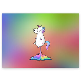 Поздравительная открытка с принтом Единорог на Старте в Петрозаводске, 100% бумага | плотность бумаги 280 г/м2, матовая, на обратной стороне линовка и место для марки
 | corn | horse | magic | rainbow | unicorn | unicorns | волшебство | единорог | единороги | животное | лошадка | лошадь | магия | пони | радуга | рог | рога | сказка