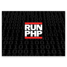Поздравительная открытка с принтом Run PHP в Петрозаводске, 100% бумага | плотность бумаги 280 г/м2, матовая, на обратной стороне линовка и место для марки
 | Тематика изображения на принте: admin | administrator | calm | code | coder | coding | dmc | engineer | job | keep | php | programmer | run | администратор | айти | инженер | код | кодинг | программа | программист | профессия | сисадмин