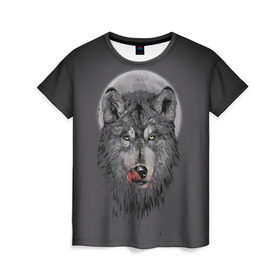 Женская футболка 3D с принтом Волк Облизывается в Петрозаводске, 100% полиэфир ( синтетическое хлопкоподобное полотно) | прямой крой, круглый вырез горловины, длина до линии бедер | forest | grey | moon | werewolf | werewolfs | white | wolf | wolfs | белый | волк | волки | волчата | волченок | волчица | волчицы | лес | луна | оборотень | оборотни | серый | язык