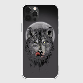 Чехол для iPhone 12 Pro с принтом Волк Облизывается в Петрозаводске, силикон | область печати: задняя сторона чехла, без боковых панелей | forest | grey | moon | werewolf | werewolfs | white | wolf | wolfs | белый | волк | волки | волчата | волченок | волчица | волчицы | лес | луна | оборотень | оборотни | серый | язык
