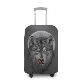 Чехол для чемодана 3D с принтом Волк Облизывается в Петрозаводске, 86% полиэфир, 14% спандекс | двустороннее нанесение принта, прорези для ручек и колес | forest | grey | moon | werewolf | werewolfs | white | wolf | wolfs | белый | волк | волки | волчата | волченок | волчица | волчицы | лес | луна | оборотень | оборотни | серый | язык