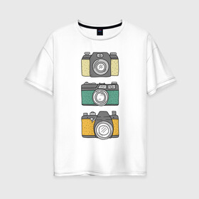 Женская футболка хлопок Oversize с принтом Фотограф в Петрозаводске, 100% хлопок | свободный крой, круглый ворот, спущенный рукав, длина до линии бедер
 | photo | retro | ломо | ломография | ретро | фотоаппарат