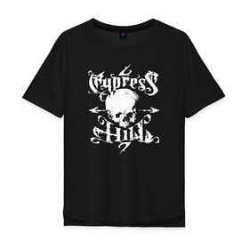 Мужская футболка хлопок Oversize с принтом Cypress Hill в Петрозаводске, 100% хлопок | свободный крой, круглый ворот, “спинка” длиннее передней части | Тематика изображения на принте: cypress hill | hip hop | music | rap | музыка | рэп | хип хоп | череп