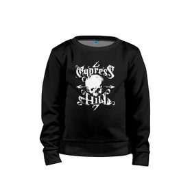 Детский свитшот хлопок с принтом Cypress Hill в Петрозаводске, 100% хлопок | круглый вырез горловины, эластичные манжеты, пояс и воротник | Тематика изображения на принте: cypress hill | hip hop | music | rap | музыка | рэп | хип хоп | череп