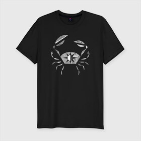 Мужская футболка премиум с принтом Рак в Петрозаводске, 92% хлопок, 8% лайкра | приталенный силуэт, круглый вырез ворота, длина до линии бедра, короткий рукав | животные | звезды | знаки зодиака | люди | минимализм | рак | символы | стиль
