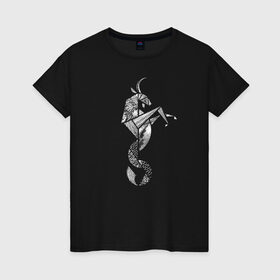 Женская футболка хлопок с принтом Козерог в Петрозаводске, 100% хлопок | прямой крой, круглый вырез горловины, длина до линии бедер, слегка спущенное плечо | 