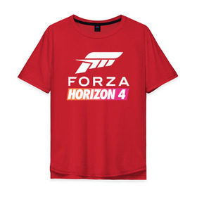 Мужская футболка хлопок Oversize с принтом Forza Horizon 4 в Петрозаводске, 100% хлопок | свободный крой, круглый ворот, “спинка” длиннее передней части | auto | car | forza | game | horizon | mclaren | motorsport | race | авто | гонки | игра | машина