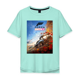 Мужская футболка хлопок Oversize с принтом Forza Horizon 4 в Петрозаводске, 100% хлопок | свободный крой, круглый ворот, “спинка” длиннее передней части | auto | car | forza | game | horizon | mclaren | motorsport | race | авто | гонки | игра | машина