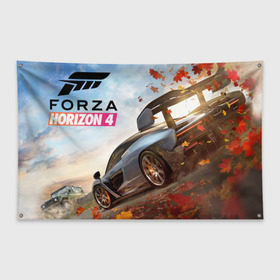 Флаг-баннер с принтом Forza Horizon 4 в Петрозаводске, 100% полиэстер | размер 67 х 109 см, плотность ткани — 95 г/м2; по краям флага есть четыре люверса для крепления | auto | car | forza | game | horizon | mclaren | motorsport | race | авто | гонки | игра | машина