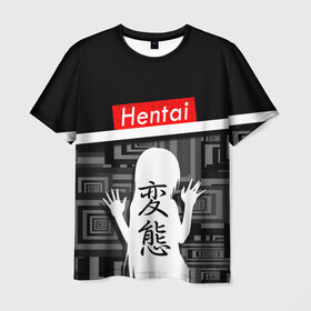 Мужская футболка 3D с принтом Hentai в Петрозаводске, 100% полиэфир | прямой крой, круглый вырез горловины, длина до линии бедер | ahegao | kawai | kowai | oppai | otaku | senpai | sugoi | waifu | yandere | ахегао | ковай | отаку | сенпай | яндере