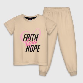 Детская пижама хлопок с принтом Faith Love Hope в Петрозаводске, 100% хлопок |  брюки и футболка прямого кроя, без карманов, на брюках мягкая резинка на поясе и по низу штанин
 | Тематика изображения на принте: 