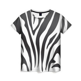 Женская футболка 3D с принтом Зебра принт в Петрозаводске, 100% полиэфир ( синтетическое хлопкоподобное полотно) | прямой крой, круглый вырез горловины, длина до линии бедер | абстракция | африка | белый | зебра | парнокопытное | принт | сафари | чб | черный