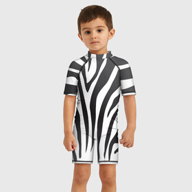 Детский купальный костюм 3D с принтом Зебра принт в Петрозаводске, Полиэстер 85%, Спандекс 15% | застежка на молнии на спине | абстракция | африка | белый | зебра | парнокопытное | принт | сафари | чб | черный