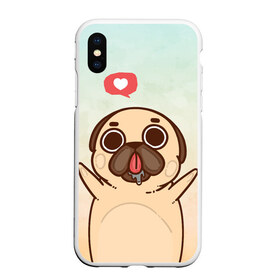 Чехол для iPhone XS Max матовый с принтом Puglie Pug Like в Петрозаводске, Силикон | Область печати: задняя сторона чехла, без боковых панелей | anime | dog | аниме | лайк | мопс | мопсик