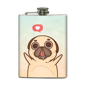 Фляга с принтом Puglie Pug Like в Петрозаводске, металлический корпус | емкость 0,22 л, размер 125 х 94 мм. Виниловая наклейка запечатывается полностью | anime | dog | аниме | лайк | мопс | мопсик