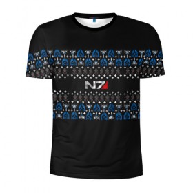 Мужская футболка 3D спортивная с принтом N7 Вязаный в Петрозаводске, 100% полиэстер с улучшенными характеристиками | приталенный силуэт, круглая горловина, широкие плечи, сужается к линии бедра | вязка | зима | новый год | свитер | теплый