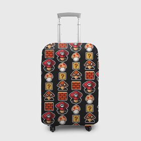 Чехол для чемодана 3D с принтом Super Mario Стикеры в Петрозаводске, 86% полиэфир, 14% спандекс | двустороннее нанесение принта, прорези для ручек и колес | 